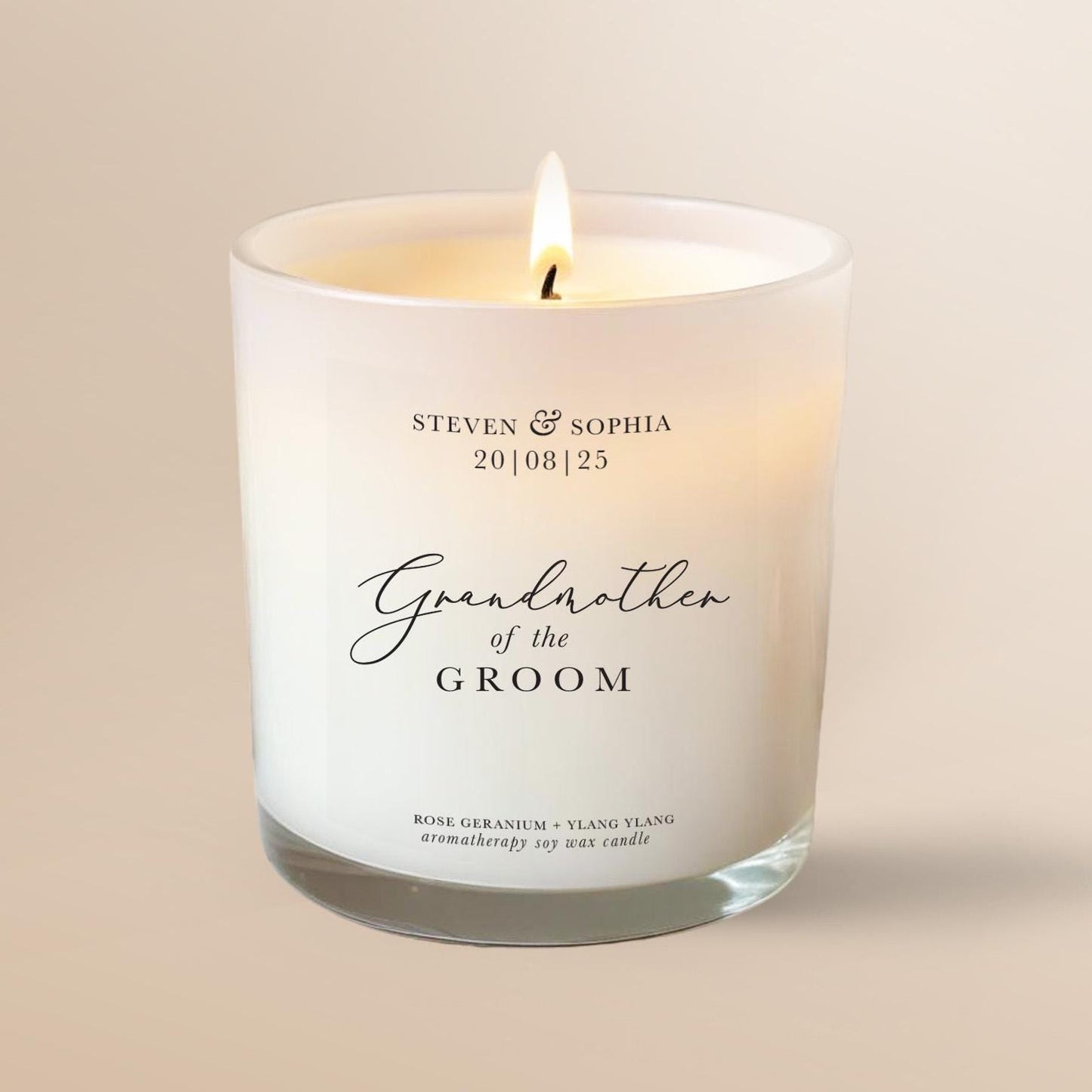 Grandmother of the Groom Personalised Candle, Nan of the Groom Wedding Gift, Pure Essential Oil Aromatherapy Candle, 100% Natural, Soy Wax