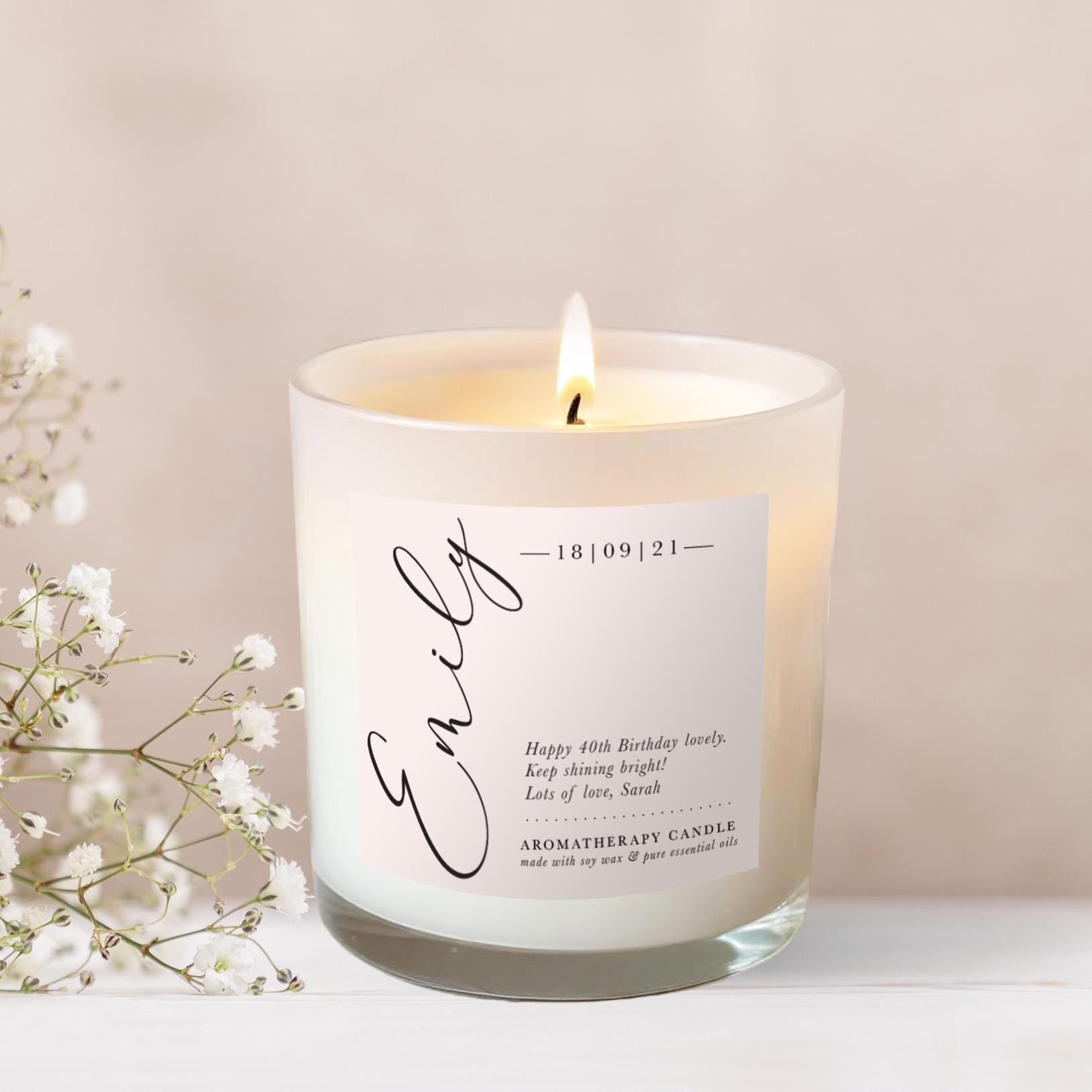 Luxury Candle Birthday Gift for Her, Personalised Candle Friend, Aromatherapy Candle Gift, All Natural, Pure Essential Oils, Soy Wax Candle