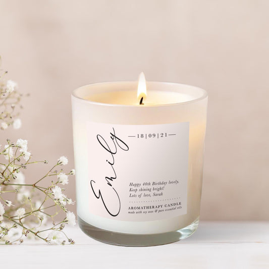 Luxury Candle Birthday Gift for Her, Personalised Candle Friend, Aromatherapy Candle Gift, All Natural, Pure Essential Oils, Soy Wax Candle