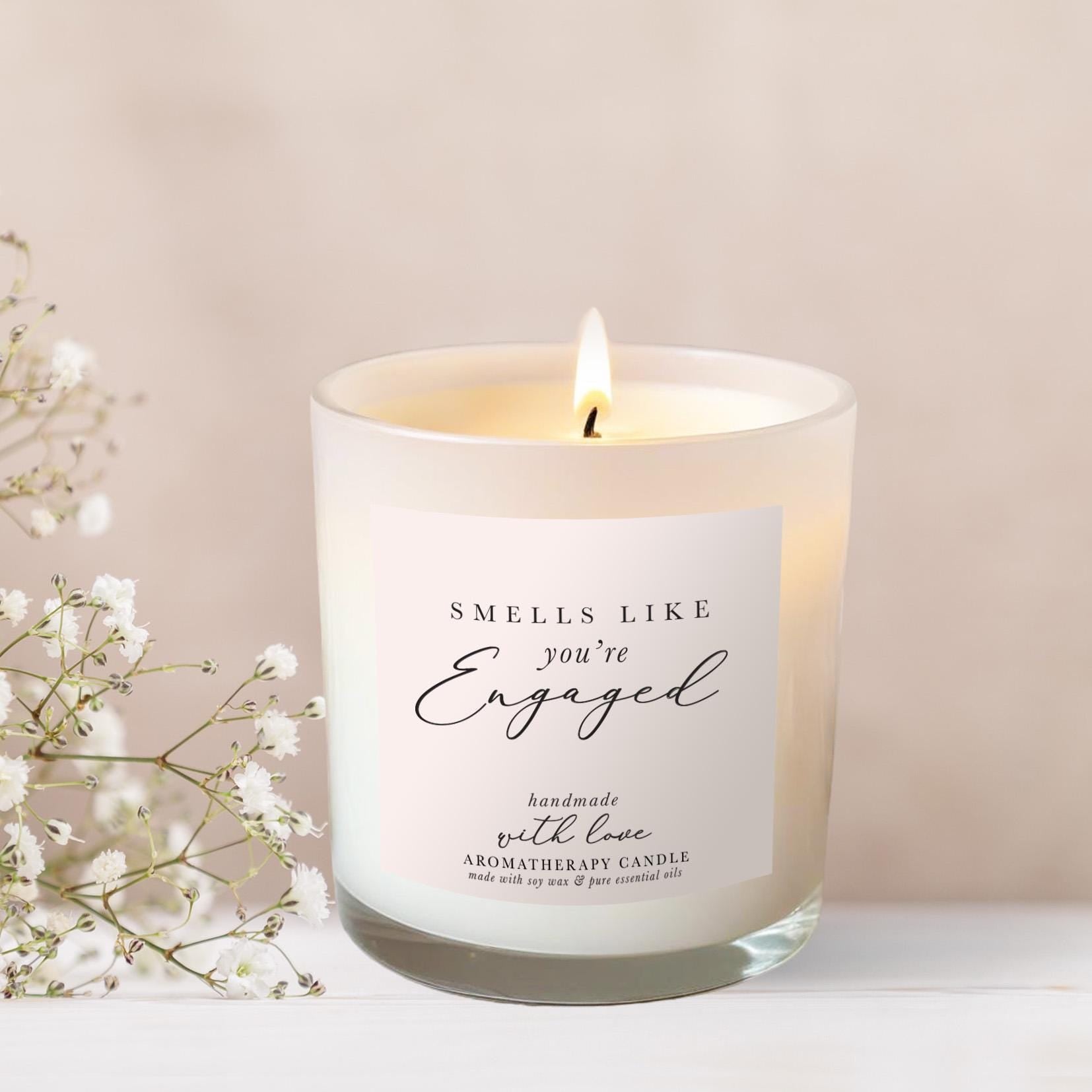 Engagement Candle Gift for Couple, Smells like, All Natural Non Toxic, Personalised Keepsake, Engagement present, Pure Essential oil Soy wax