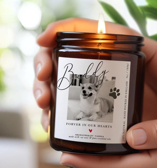 Personalized Pet Memorial Candle: Loss of Dog or Cat Sympathy Gift
