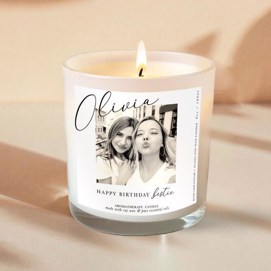 Personalised Photo Candle Gift, Birthday Gift for Friend Bestie Sister, Luxury Aromatherapy Candle 17th 18th 19th 20th 21st 25th 30th 40th