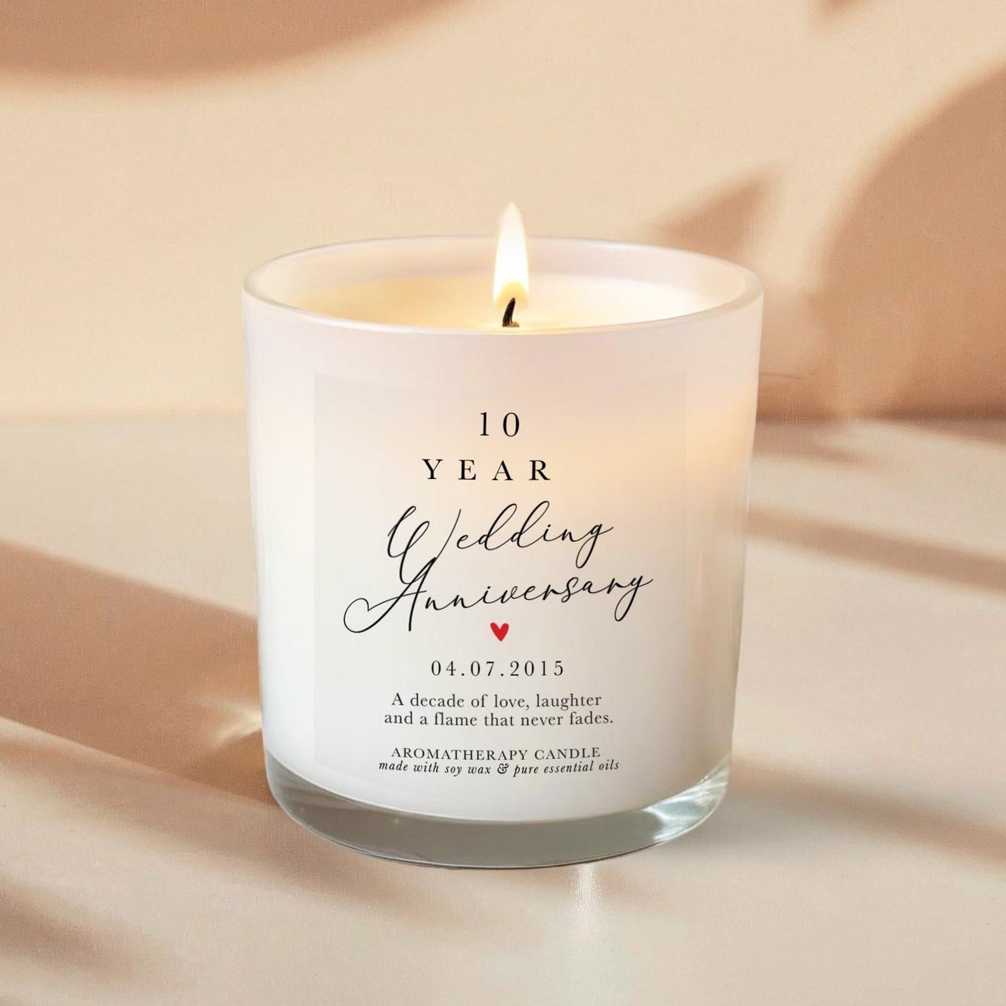 Personalized Anniversary Soy Candle: Aromatherapy Essential Oils, Natural Wax