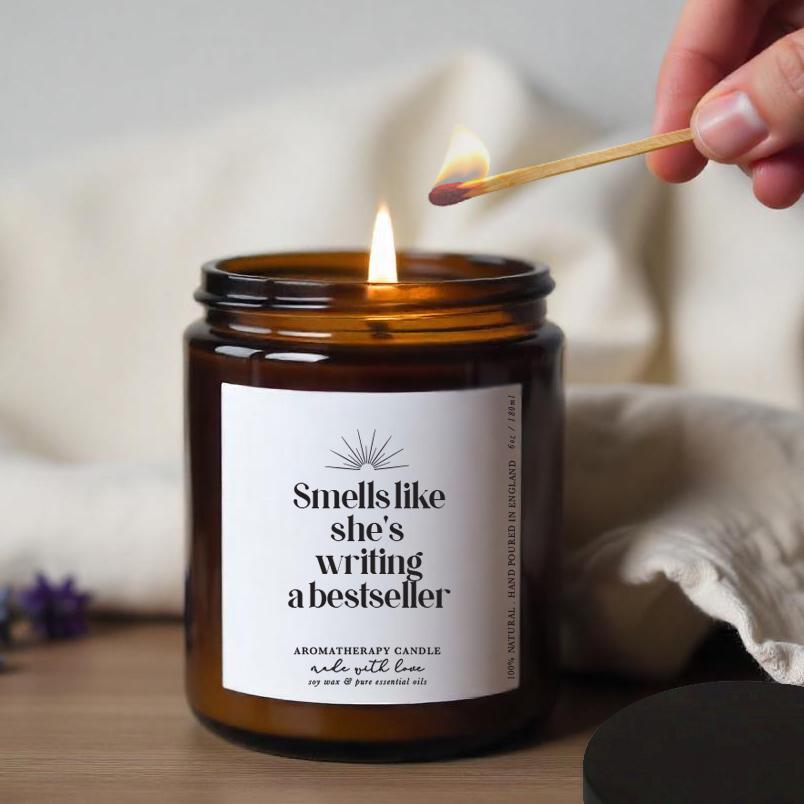 Personalised Aromatherapy Candle Gift for Writers: Natural Soy Wax, Essential oil Candle