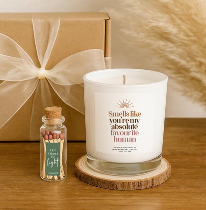 Friend Candle Gift Set: Aromatherapy Soy Wax & Matches