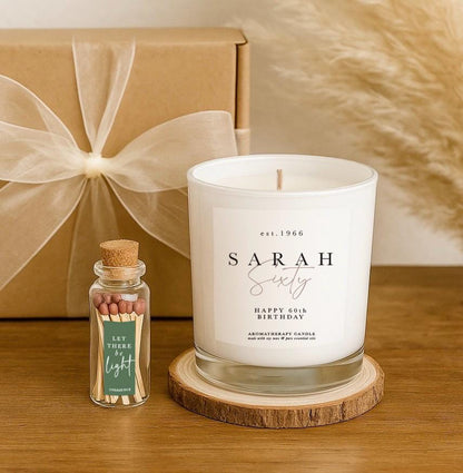 Personalised 60th Birthday Aromatherapy Candle Gift | Natural Soy Wax | Wellbeing & Relaxation | Milestone Thoughtful Gift | Sixty Gift