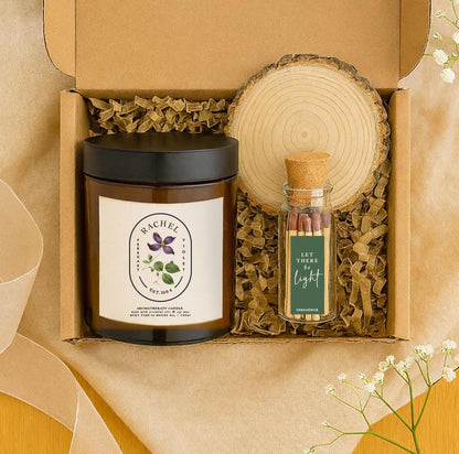 Personalised February Birth Flower Candle Gift Set, Aromatherapy Soy Wax