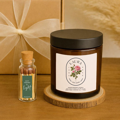 Personalised Rose Aromatherapy Candle Gift Set, June Birth Flower