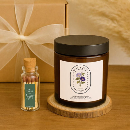 Personalised September Birth Flower Candle Gift Set, Aromatherapy Candle, Morning Glory Scent