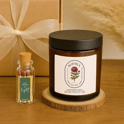 Personalised November Birth Flower Aromatherapy Candle, 100% Natural, Birthday Gift for Her