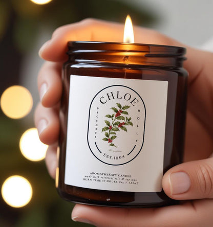 Personalised November Birth Flower Aromatherapy Candle, 100% Natural, Birthday Gift for Her
