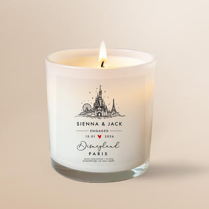 Personalised Disneyland Paris Engagement Candle | Custom Couple Gift | Magic Kingdom