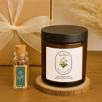 Birth Flower Personalised April Daisy Candle Gift Set, Essential Oil Aromatherapy, Birthday Gift