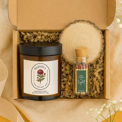 Personalised November Birth Flower Aromatherapy Candle, 100% Natural, Birthday Gift for Her