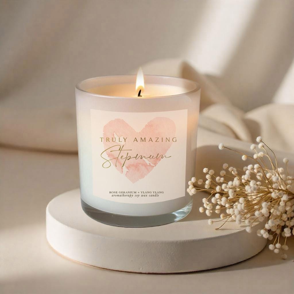 Stepmum Luxury Aromatherapy Mother’s Day Candle Gift – Essential Oils, Soy Wax, Vegan, Non Toxic