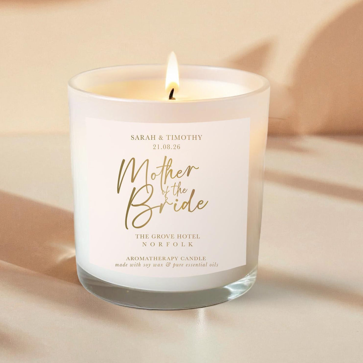 Personalised Mother of the Bride Candle: Luxury Essential Oil Aromatherapy Gift