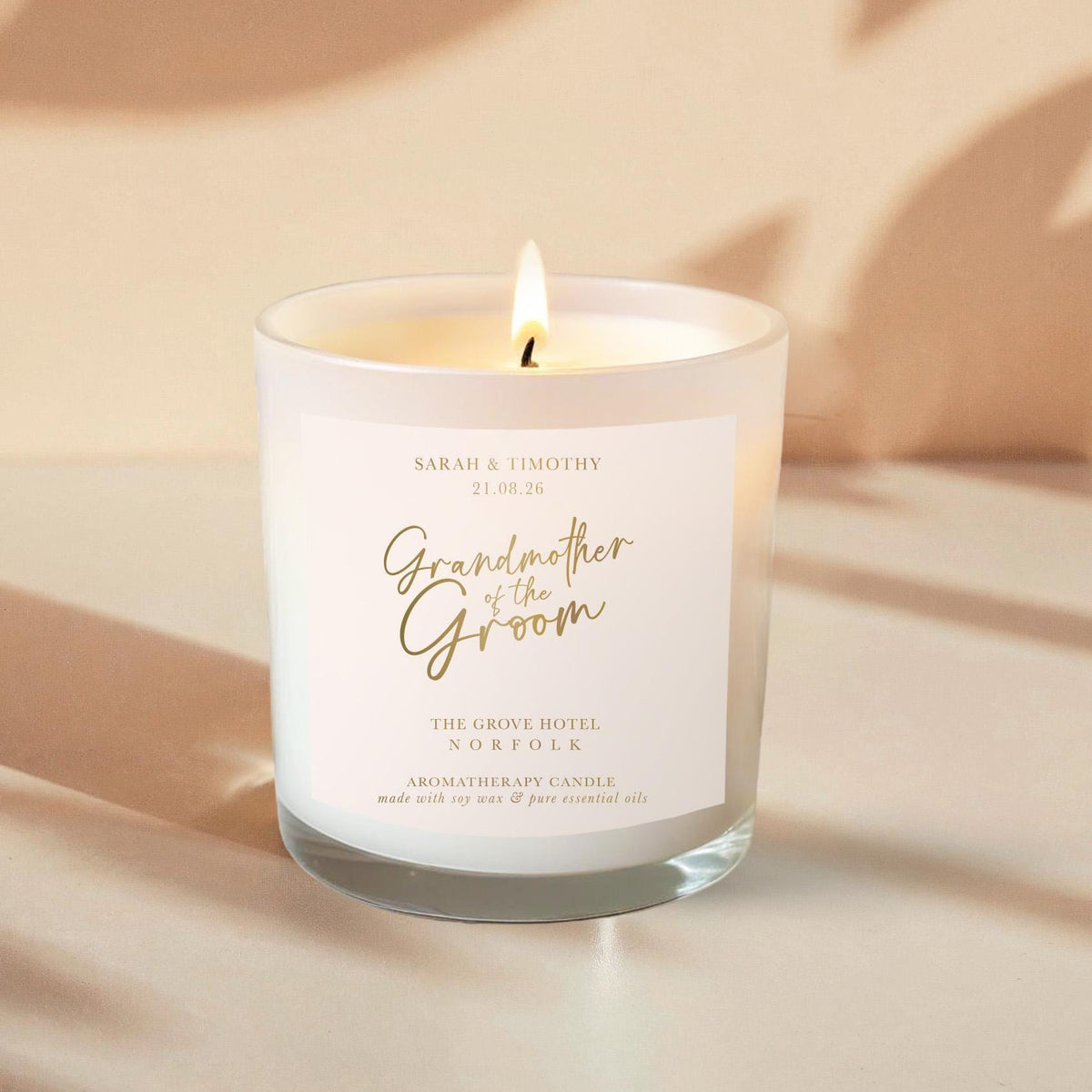 Grandmother of Groom Personalised Candle: Aromatherapy Soy Wax Candle
